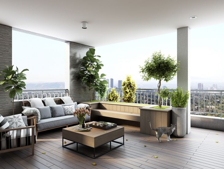 „Es wird ein Stück Paradies“: So dekorieren Sie eine Wohnung mit einer großen Terrasse – Ratschläge des Designers Tisch, Pflanzen